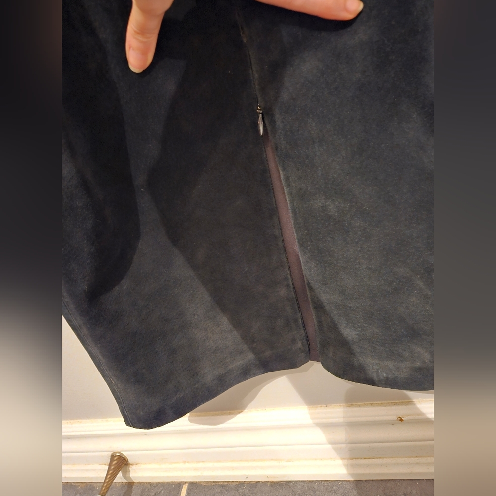 DANIER Black Suede Dress Zipper Bodice VINTAGE - Picture 6 of 9